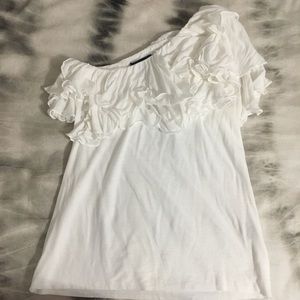 NWT Ralph Lauren One-Shoulder Ruffle Top